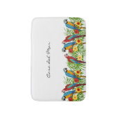 青い白いオウムの夏の家の名前 バスマット (正面縦)