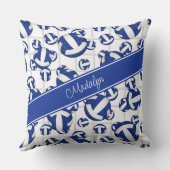 青い白いガーリーバレーボールとネットアクセント クッション (裏面)