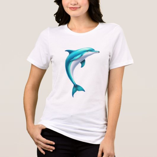 青い白いクジラのカスタムTシャツ トライブレンドＴシャツ (正面)