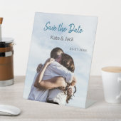 青い白いクラシックスキャンQR日付を保存 台座サイン (インサイチュ)