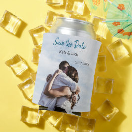 青い白いクラシックスキャンQR日付を保存 缶クーラー