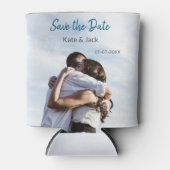 青い白いクラシックスキャンQR日付を保存 缶クーラー (正面)