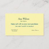 青い白いクラシック感謝していあなた名刺 名刺 (裏面)