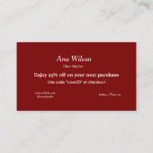 青い白いクラシック感謝していあなた名刺 名刺 (裏面)