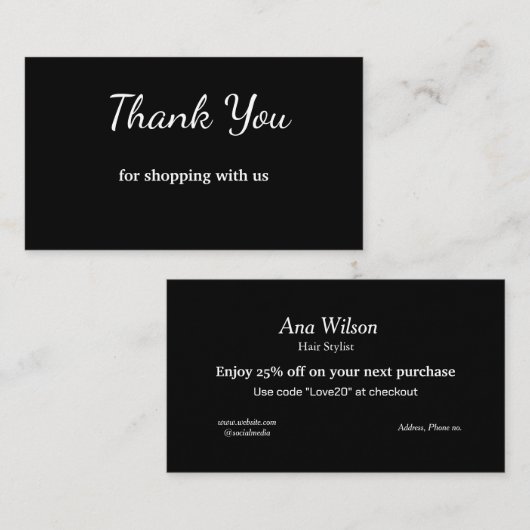 青い白いクラシック感謝していあなた名刺 名刺 (正面/裏面)