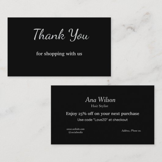 青い白いクラシック感謝していあなた名刺 名刺 (正面/裏面)