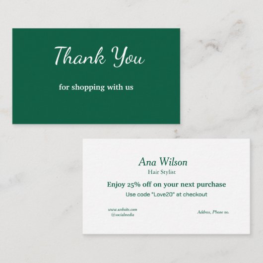 青い白いクラシック感謝していあなた名刺 名刺 (正面/裏面)