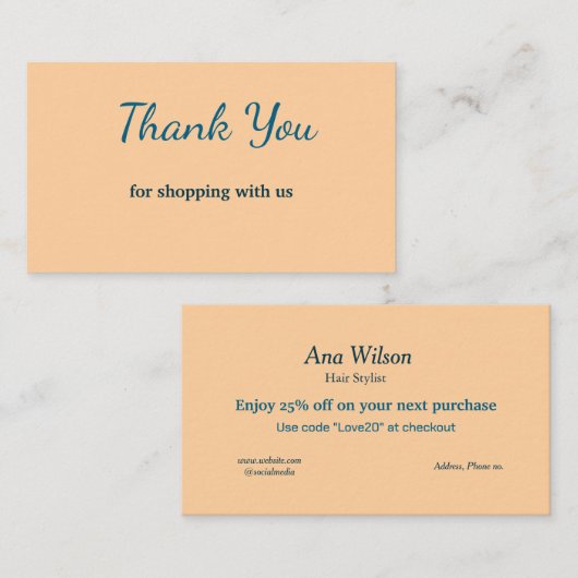 青い白いクラシック感謝していあなた名刺 名刺 (正面/裏面)