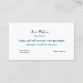 青い白いクラシック感謝していあなた名刺 名刺 (裏面)