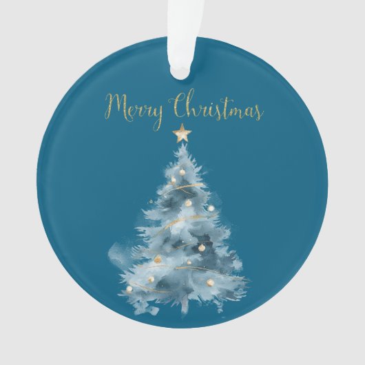 青い白いクリスマスツリー オーナメント (正面)