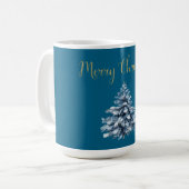 青い白いクリスマスツリー コーヒーマグカップ (正面左)