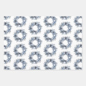 青い白いクリスマスツリー ラッピングペーパーシート (正面3)