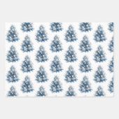青い白いクリスマスツリー ラッピングペーパーシート (正面)