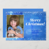 青い白いクリスマスホリデーフォトカード シーズンカード (正面/裏面)