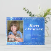 青い白いクリスマスホリデーフォトカード シーズンカード (スタンド正面)
