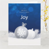 青い白いクリスマス雪DIYメッセージツリーのボーブル カード (黄色い花)