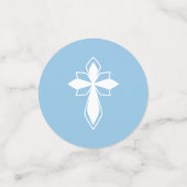 青い白いクロス雪の結晶の写真冬のバプテスマ コンフェッティ (スモール正面)