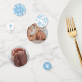 青い白いクロス雪の結晶の写真冬のバプテスマ コンフェッティ (グループ)