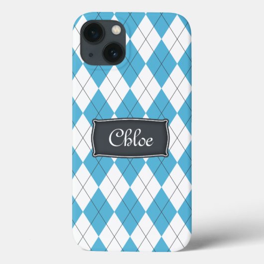 青い白いグレーアーガイルの名前iPhone 13ケース Case-Mate iPhoneケース (裏面)