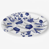 青い白いサッカーボールが星の誕生日 ペーパープレート (アングル)