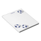 青い白いサッカーボールパーソナライズされた三つ ノートパッド (アングル)