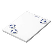 青い白いサッカーボールパーソナライズされた三つ ノートパッド (回転)