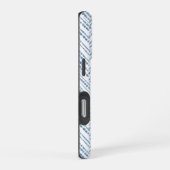 青い白いシボロン矢印の沿岸電話ケース iPhoneケース (右側面)