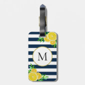青い白いストライプジューシー水色レモンモノグラム ラゲッジタグ (裏面縦)