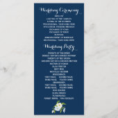 青い白いストライプ、花のモダン結婚式 プログラム (裏面)