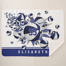 青い白いスポーツデカールのバスケットボールのパンアウト シェルパブランケット