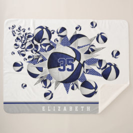 青い白いスポーツデカールのバスケットボールのパンアウト シェルパブランケット