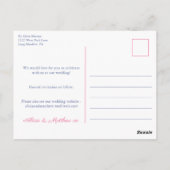 青い白いタイルピンクの柑橘類の結婚式の日付を保存 ポストカード (裏面)