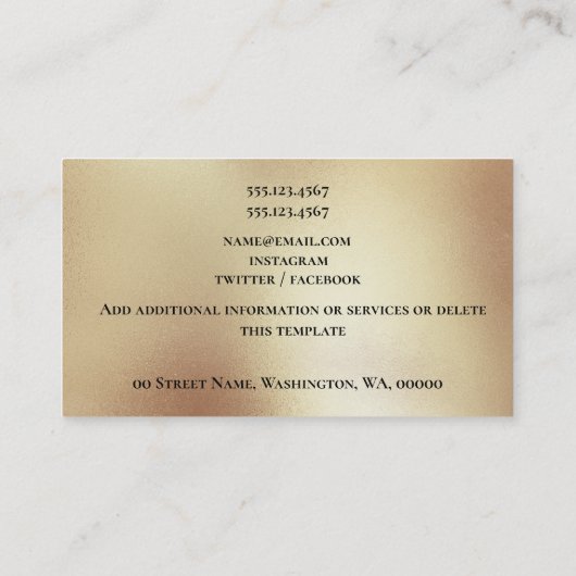 青い白いタイル金ゴールドの四角地中海のモダン形 名刺 (裏面)