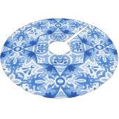 青い白いタイル、水色のシームレスなパターン。 ブラッシュドポリエステルツリースカート (アングル)