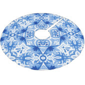 青い白いタイル、水色のシームレスなパターン。 ブラッシュドポリエステルツリースカート (アングル)