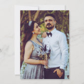 青い白いチューリップスケッチハート結婚写真 招待状 (裏面)