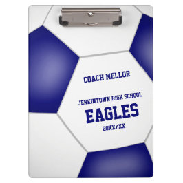 青い白いチームカラーのサッカパーソナライズされたーコーチ クリップボード