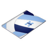 青い白いチームカラースポーツキッズバレーボール ノートブック (左側)