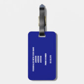青い白いチームカラーバレーボールモノグラムのボール ラゲッジタグ (裏面縦)