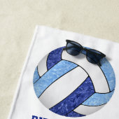青い白いチームカラー名バレーボール ビーチタオル (インサイチュ)