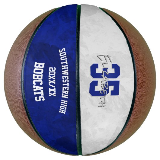 青い白いチーム名シーズンのギフトの終わり バスケットボール (縦)