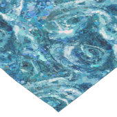 青い白いティール(緑がかった色)海波抽象化パターン ショートテーブルランナー (コーナー)