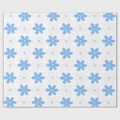 青い白いデイジーの花かわいらし柄 ラッピングペーパー (フラット)