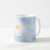 青い白いデイジー花 コーヒーマグカップ (正面右)
