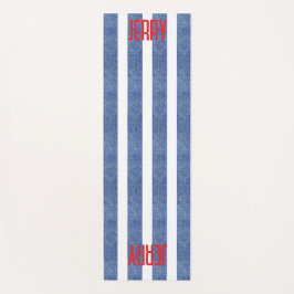 青い白いデニムのパタストライプのーン ヨガマット