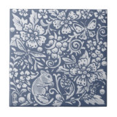 青い白いネズミの森林動物華美 タイル (正面)