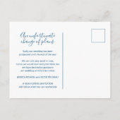 青い白いハートのキャンセルを計画結婚に更新 案内ポストカード (裏面)