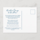 青い白いハートを計画する別の結婚更新 案内ポストカード (裏面)