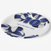 青い白いバスケットの子供のスポーツパーティー ペーパープレート (アングル)