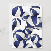 青い白いバスケットの子供のスポーツ誕生日 招待状 (裏面)